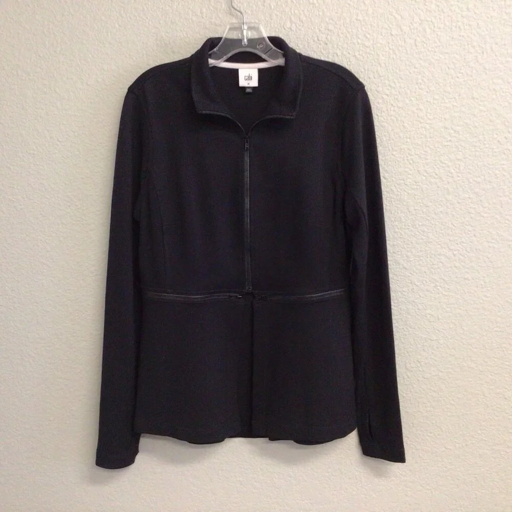 Cabi Relax Convertible Stretch Ponte Knit Long Black Zip Jacket 5655 Sz Medium - Picture 14 of 14